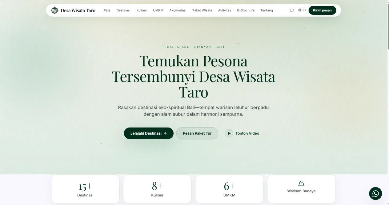 Beranda Desa Wisata Taro: Temukan Pesona Tersembunyi Desa Wisata Taro
