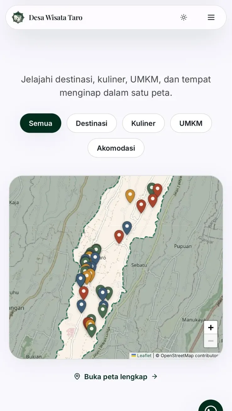 Peta Desa Wisata Taro di ponsel